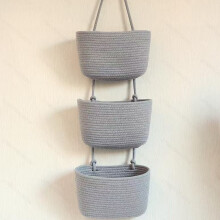 (Gray,25x13cm)Rustic Wall Hanging Storage Organizer With Three Layers For Dorms And Bedrooms