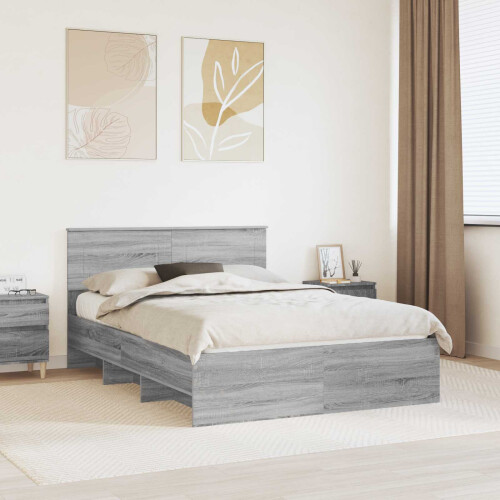 VidaXL vidaXL Bed Frame Grey Sonoma 150 x 200 cm Engineered Wood