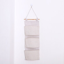 (Beige)Vintage Cotton Linen Hanging Storage Bag For Bedroom Wall And Organizer Balcony