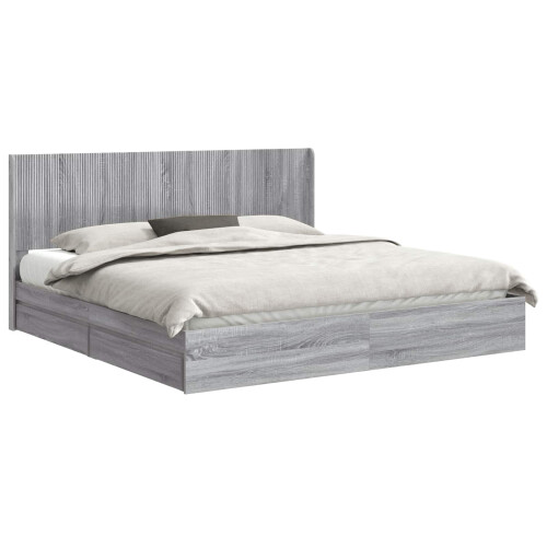 VidaXL vidaXL Bed Frame with Storage and Headboard Grey Sonoma 200 x 200 cm 1
