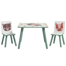 Ensemble table et chaises pour enfants avec motif animal vert