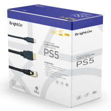 BrightOn Optimiertes Kabelpaket kompatibel mit PS5 | 8K HDMI 2.1 HDR Kabel 8K@60Hz/4K@120Hz | CAT 7 Super-High-Speed-Ethernet-Kabel | Schnellladekab