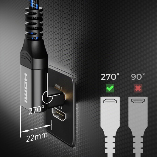 deleyCON 1m 8K HDMI 2.1 Kabel 270 gewinkelt 48Gbps 1