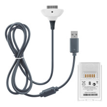 OSTENT 2 in 1 Ladekabel + Wiederaufladbare Batterie für Microsoft Xbox 360 Wireless Controller - Farbe Weiß