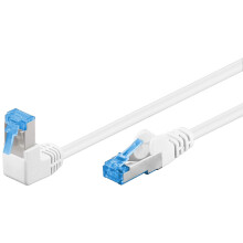 Goobay 51565 CAT 6A Patchkabel, Highspeed, 90 Grad Stecker, Netzwerkkabel, Ethernet, PlayStation, Xbox, DSL, PimF, RJ45 Stecker, Weiß, 2 Meter