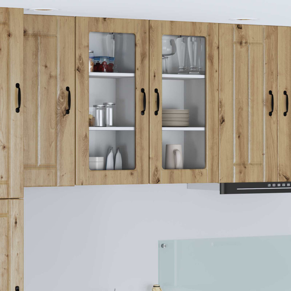 Vidaxl Wall Glass Cabinet Lucca 2 Pcs Artisan Oak 40 X 31 X 80 Cm 8721359458756