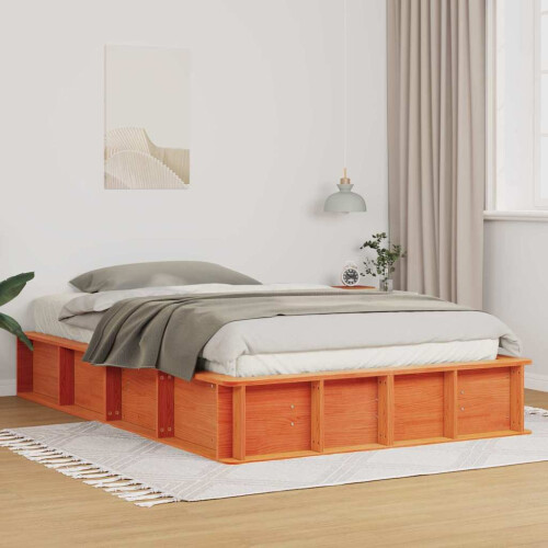 VidaXL vidaXL Bed Frame Wax Brown 140 x 190 cm Solid Pine Wood