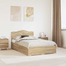 vidaXL Bed Frame with Drawer Sonoma Oak 120 x 200 cm Engineered Wood