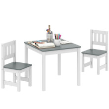Ensemble table et 2 chaises pour enfants, gris