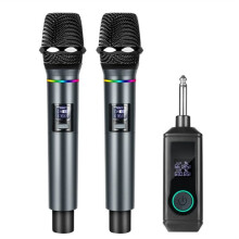 Microphone Sans Fil UHF à Fréquence Fixe, 2 Canaux, Microphone Portatif pour Fêtes, Karaoké, Réunions Professionnelles à L'Église B
