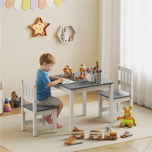 Ensemble table et 2 chaises pour enfants, gris 2