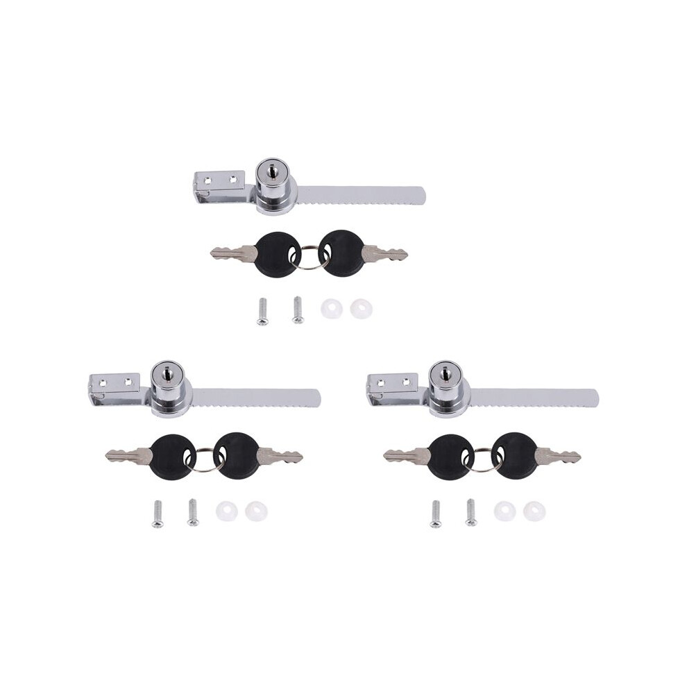 3X Display Case Lock Sliding Glass Door Ratchet Lock Security Glass Cabinet Lock With 6 Keys 6031208408545