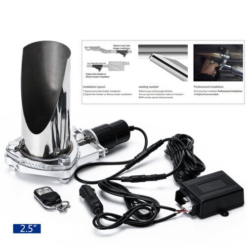 Kit de Escapamento com Ponteira de Aço Inoxidável de 2,5" com Corte de Válvula Elétrica 2
