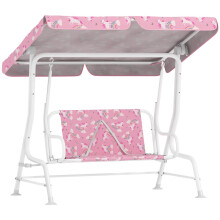 Balançoire Hollywood pour enfants, 2 places, avec auvent réglable rose