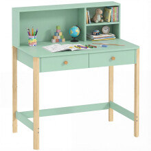 Bureau d'étude pour enfants avec tiroirs, étagère et rangements, vert