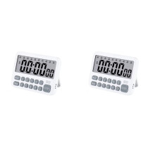 2X Minuteur de Cuisine Numérique 10 Alarmes 99 Heures Compte à Rebours Muet/Vibration Réveil Magnétique Minuterie de Table