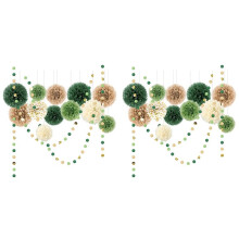 Wedding Party Decorations Set,30PCS Green Tissue Papers Pom Poms,Dots Papers Garland String Hanging Backdrop for Wedding