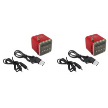 2X TD-V26  Récepteur de Radio Fm Portable Numérique Haut-Parleur LED Haut-Parleur Sans Fil Support MP3 Carte /TF Rouge