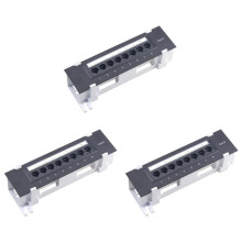 3X Panneau de Brassage 8 pour Cat. 6 Supports Muraux en Plastique Polyvalents pour Centre de Données, pour Ordinateur, Maison, Câblage, Salle de