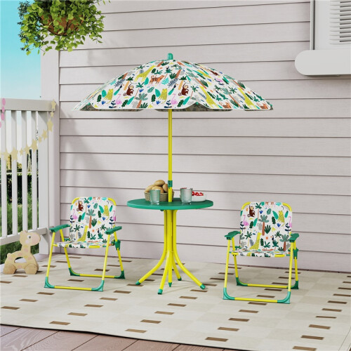 Ensemble table et chaises pliantes pour enfants, vert parasol 2