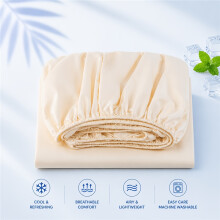 (Off White, 153cm*203cm) Drap-housse rafraîchissant d'été, doux pour la peau/respirant, protège-matelas élastique