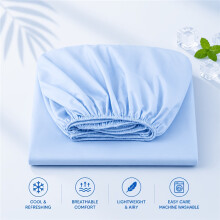 (Star Blue, 90cm*200cm) Drap-housse rafraîchissant d'été, doux pour la peau/respirant, protège-matelas élastique
