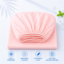 (Pink, 180cm*200cm) Drap-housse rafraîchissant d'été, doux pour la peau/respirant, protège-matelas élastique