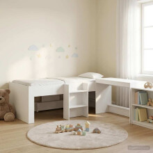 vidaXL Kids'High Bed Frame with Desk White 75 x 190 cm