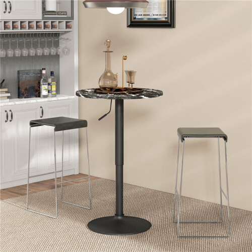 Table de bar à hauteur réglable aspect marbre noir 2