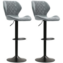Ensemble de 2 tabourets de bar réglables en hauteur avec dossier, gris