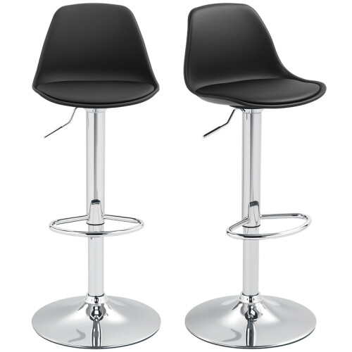 Ensemble de 2 tabourets de bar pivotants avec dossier réglable, noirs 1