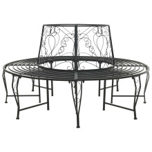 vidaXL Tree Bench 8-Seater Ø 160 x 89 cm Steel Black Round