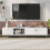(White, Particle Board) White 75-inch TV Stand – Modern Lowboard Console 1