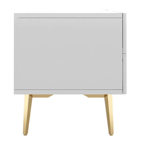 (White, Particle Board) White 75-inch TV Stand – Modern Lowboard Console 2