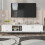 (White, Particle Board) White 75-inch TV Stand – Modern Lowboard Console 14