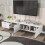 (White, Particle Board) White 75-inch TV Stand – Modern Lowboard Console 12
