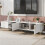 (White, Particle Board) White 75-inch TV Stand – Modern Lowboard Console 13
