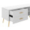 (White, Particle Board) White 75-inch TV Stand – Modern Lowboard Console 5