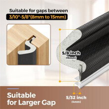 40 Fuß (Ca. 12 M) Lange Türdichtung Aus Schaumstoff mit Kerbprofil für Große Spalten, für Außen- und Innenrahmen, Schwarz
