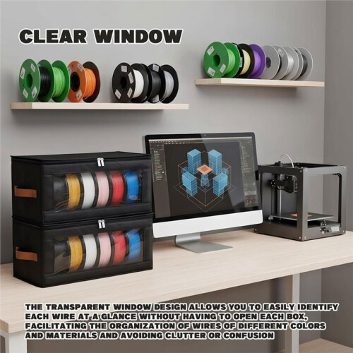 4 Pack 3D Printer Filament Storage Box, Reusable Filament Container for 3D Printing, Holds  to 24 Rolls