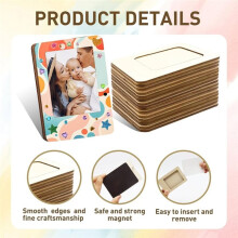 16 Pack Wooden Picture Frames for Crafts, Unfinished Magnetic Wood Photo Frames, DIY Hanging Small Frames