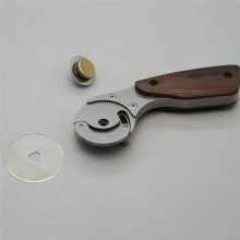 Rotary Cutter for Leather Crafting with Retractable Blade and Walnut Handle for Leather Cutting