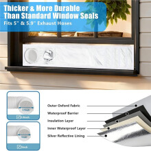 Portable AC Window Seal Kit for Sliding Windows, Dual-Hose Compatible, 11x64inch / 28x162cm