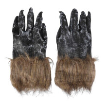 1 par Guantes de lobo Mascara de Halloween juego de mascaras de animales hombre-lobo mascarada lobo (Tamano: L, Color: Negro)