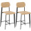 Ensemble de 2 tabourets de bar en bois avec dossier, marron clair 1