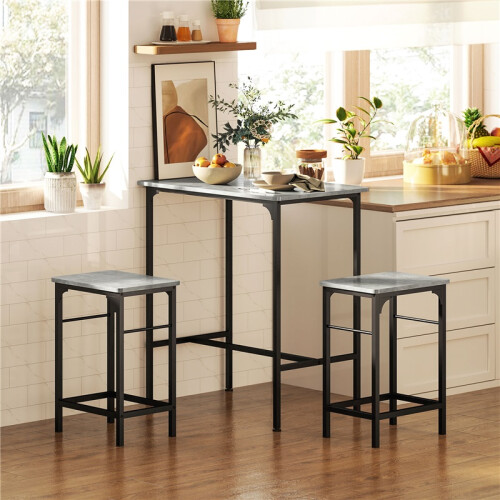Ensemble table de bar et 2 chaises grises 2