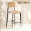 Ensemble de 2 tabourets de bar en bois avec dossier, marron clair 5