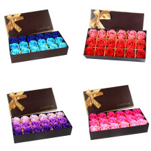 18Pz Simulazione Gradiente Creativo Rose Soap Flower Rose Rosso
