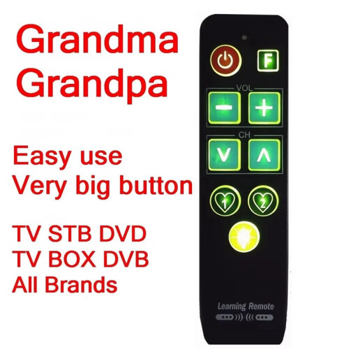 Learn Remote Control with Backlit 9  Buttons Remot Controller Easy for Old People Work for TV VCR STB DVD DVB BOX 2