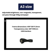 A3 LED Copy Board Light Tracing Box, Ultra-Thin Adjustable USB Power Artcraft Drawing, Streaming, Sketching ,Stenciling